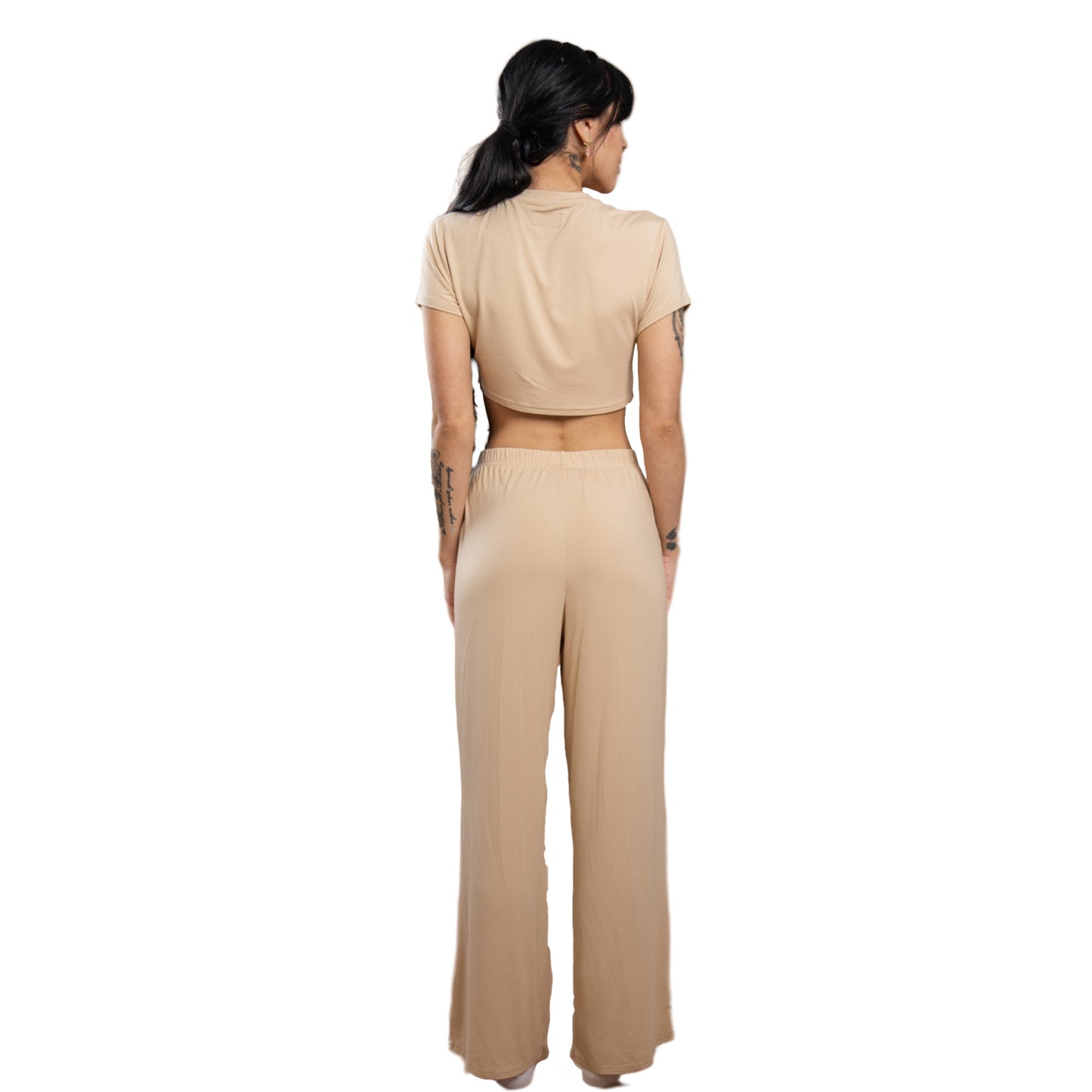 Camille Nude Crop Top & Flowy Pant Set