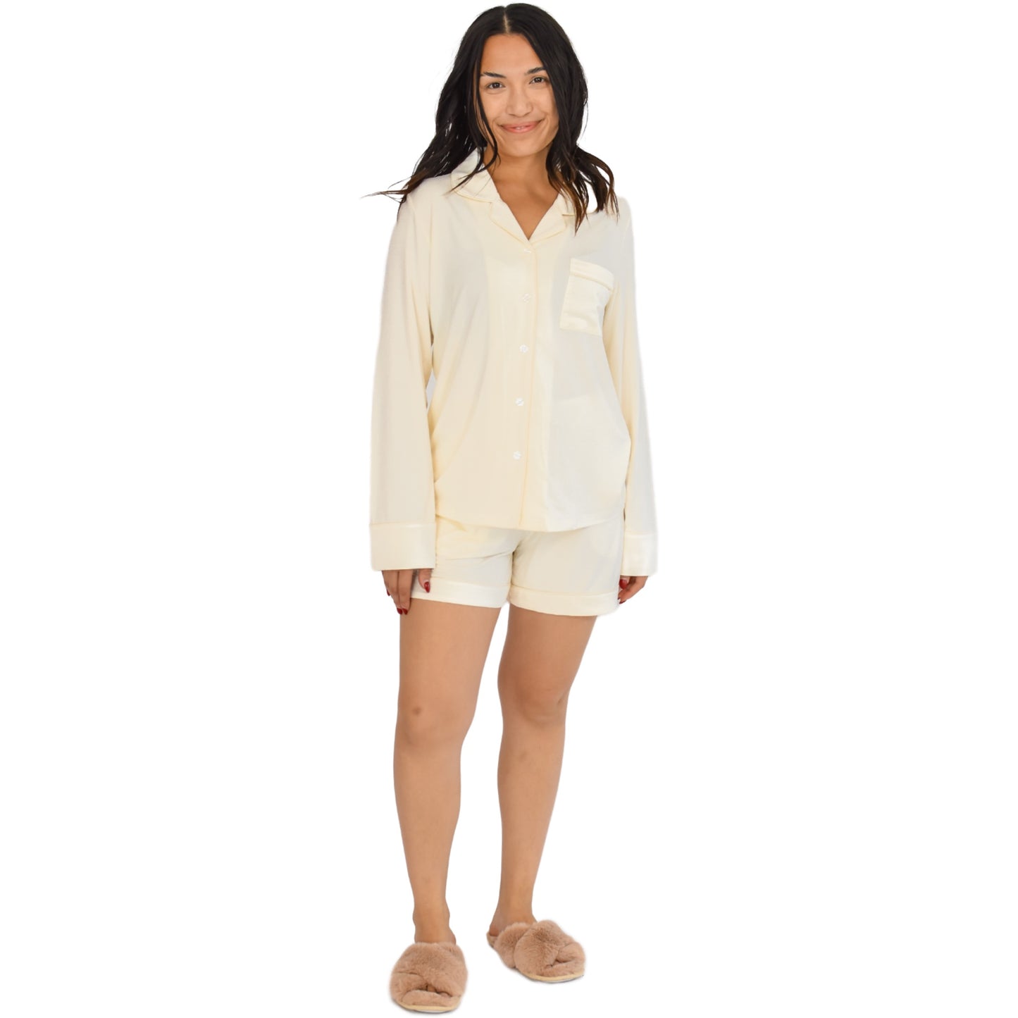 Quinn White Winter Wonderland Pajamas Long Sleeve Short Set