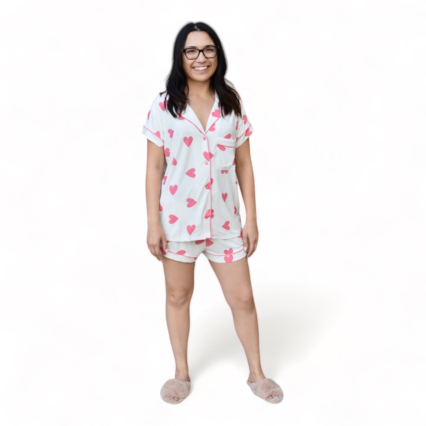 Remi Pink Heart Short Sleeve Pajamas