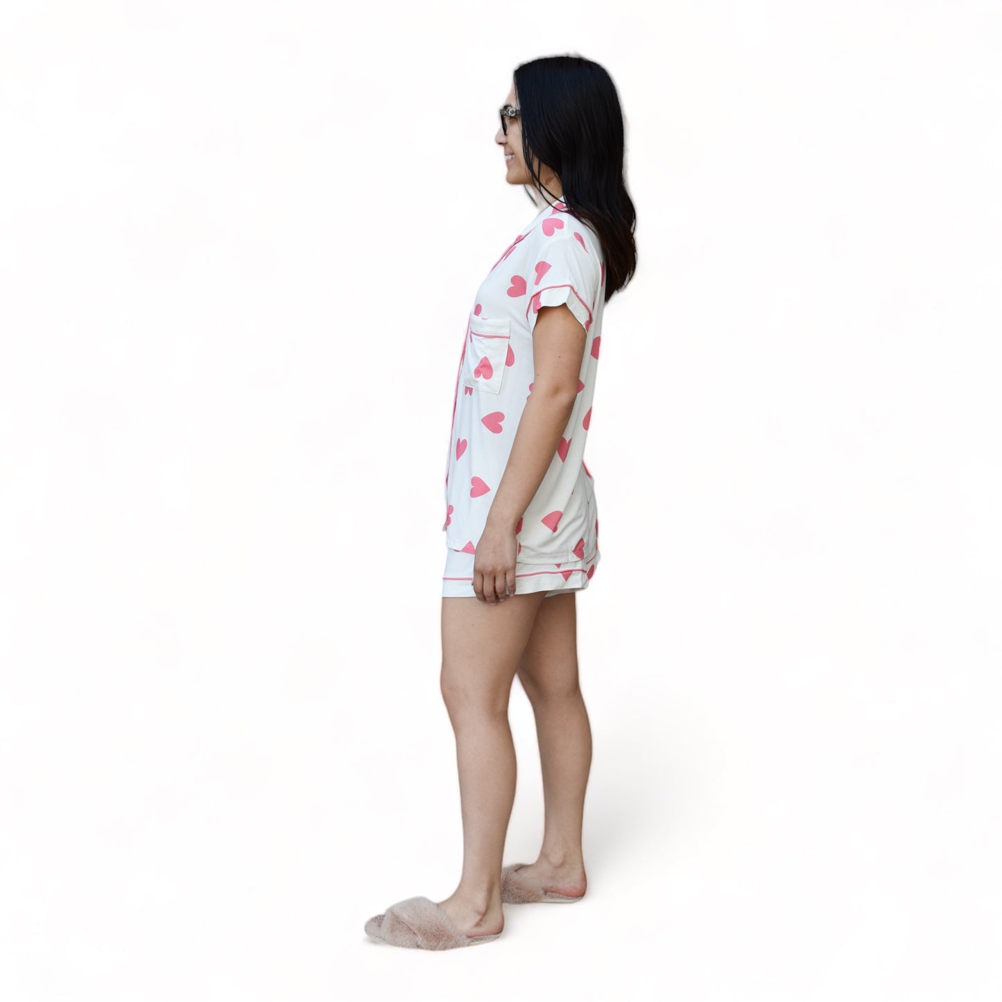 Remi Pink Heart Short Sleeve Pajamas