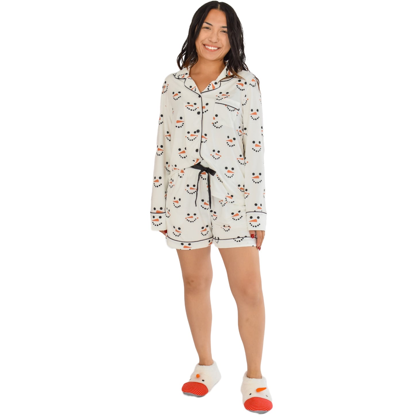 Quinn Snowman Christmas Pajamas Long Sleeve Short Set
