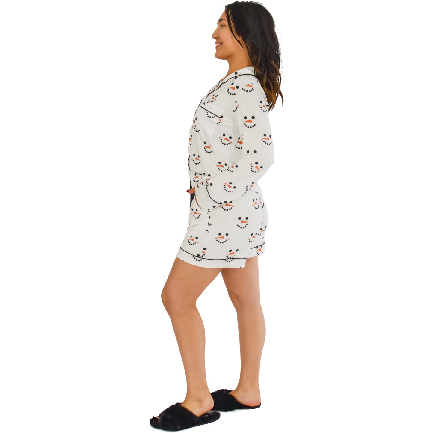 Quinn Snowman Christmas Pajamas Long Sleeve Short Set