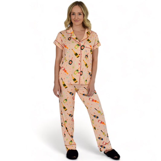 Luna Celebration Party Pajamas Short Sleeve Long Pants Set