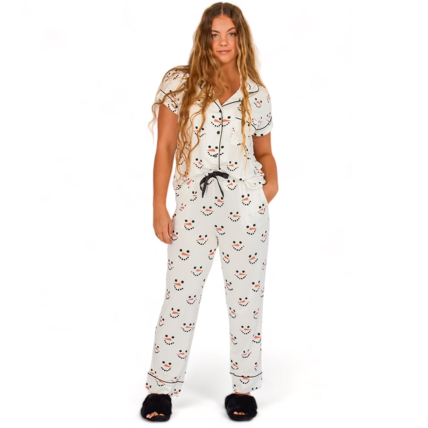 Luna Snowman Christmas Pajamas Short Sleeve Long Pants Set