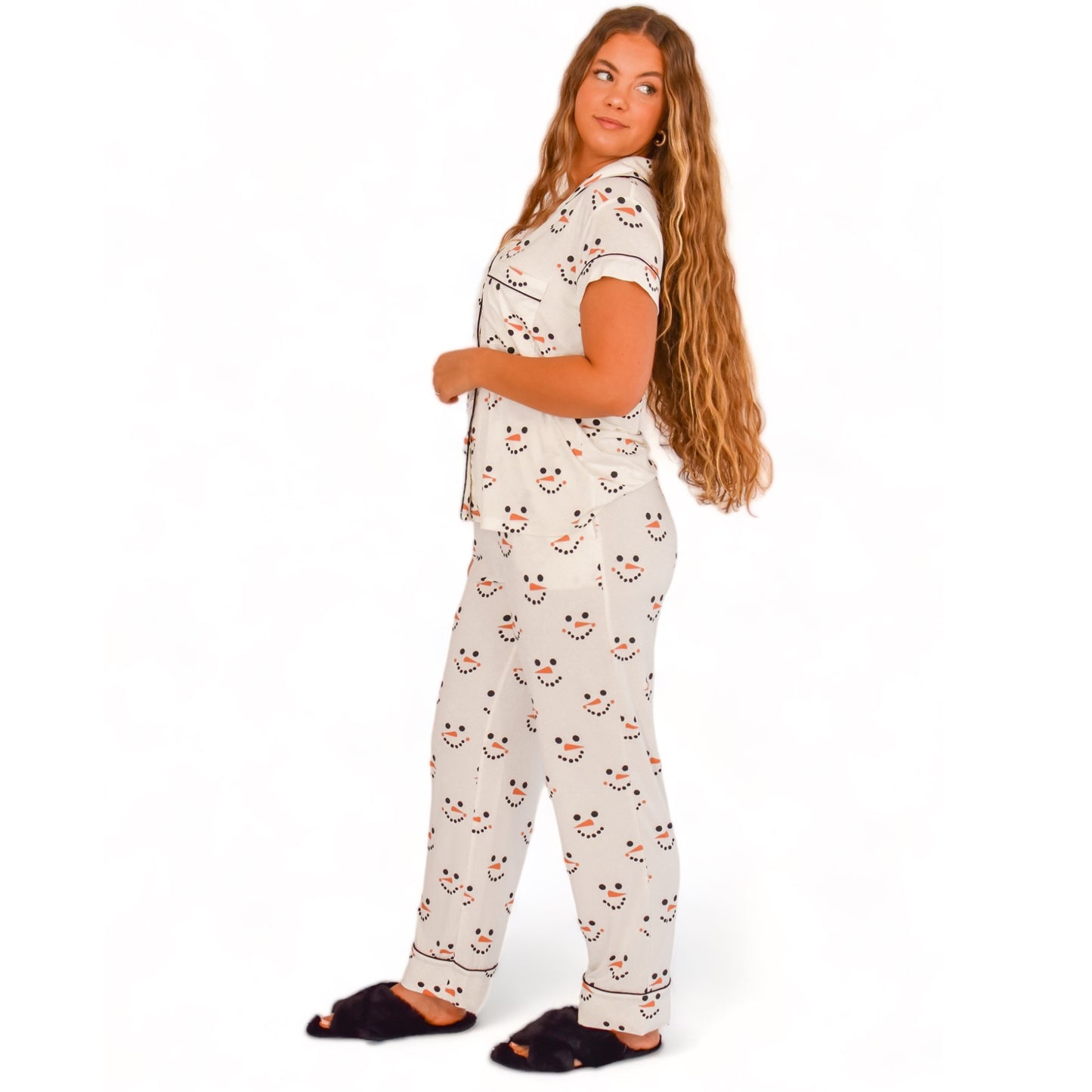 Luna Snowman Christmas Pajamas Short Sleeve Long Pants Set
