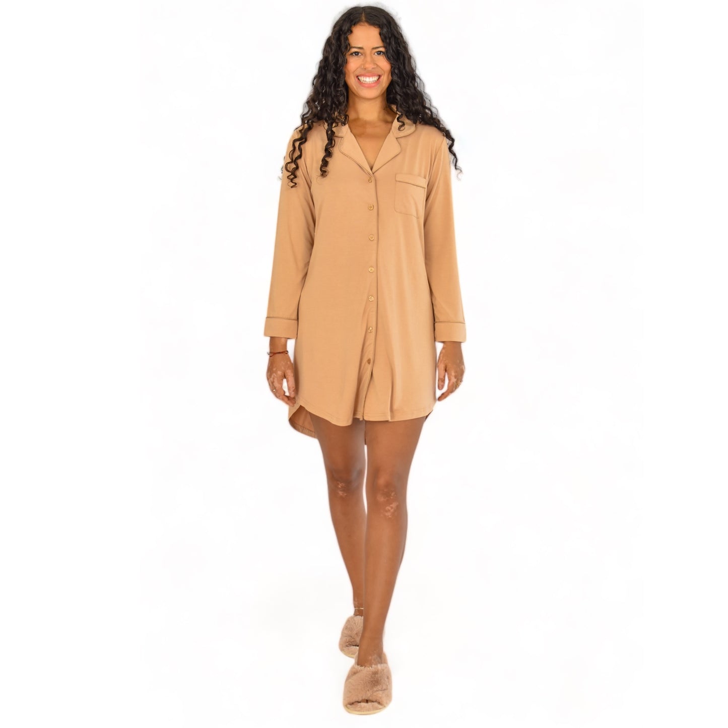 Nova Neutral Ginger Pajama Dress