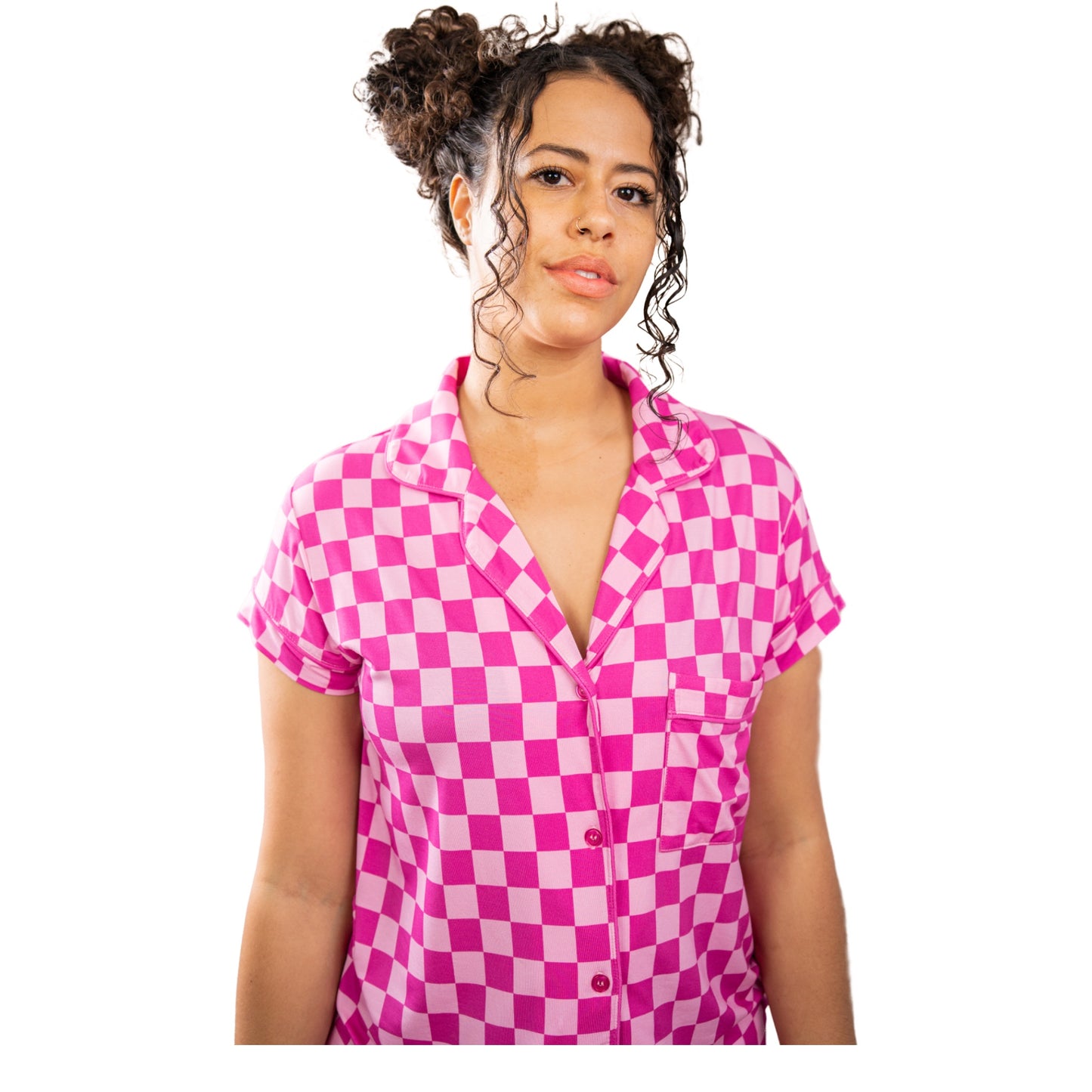 Remi Pink Checkered Short Sleeve Pajamas